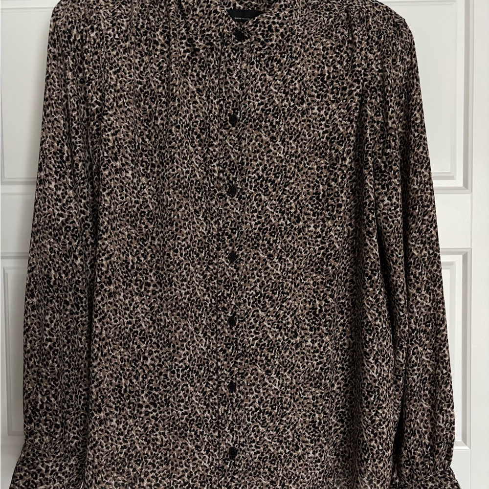 White House Black Market Animal Print Blouse NEW never worn size L